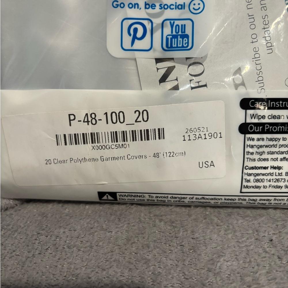Hangerworld 20 Clear 48”‎ Dry Cleaning Laundry Polythylene Garment Clothes Cover - Picture 3 of 6